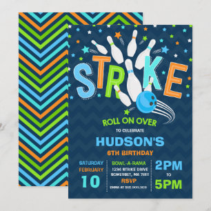 Invitation Grève de fête d'anniversaire de bowling
