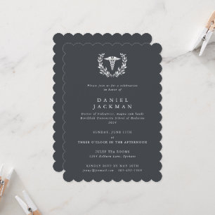 Invitation Grey Caduceus Médicale School Graduation