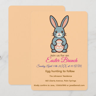 Invitation Grey Easter Bunny Image 