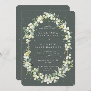 Invitation Grey Green Snowberry+Eucalyptus Réception uniqueme
