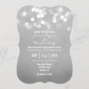 Invitation Grey Grey Bokeh Parties scintillant Lumières Faire