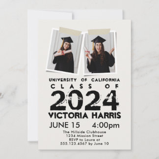Invitation Grey Grunge 2 Custom Photo Fun Graduation