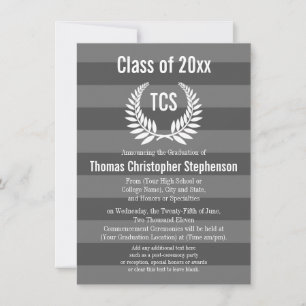 Invitation Grey Laurel Custom Lycée collégial Graduation