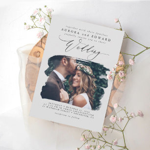 Invitation Grey Modern Stylish Boho Wedding Photo Invite