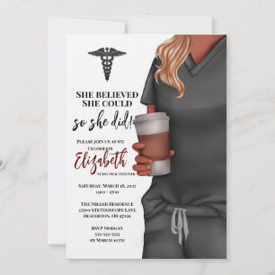 Invitation Grey Scrubs Infirmière École de soins infirmiers I