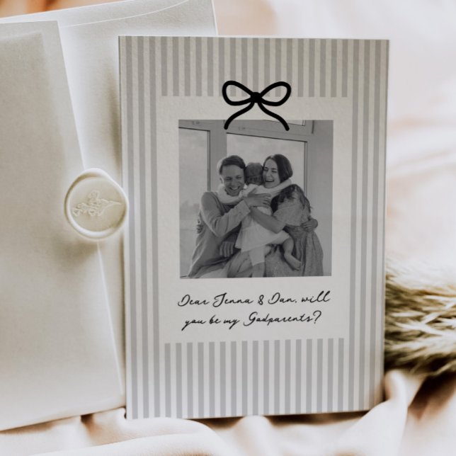 Invitation Grey Stripes Godparents Proposal (Créateur téléchargé)