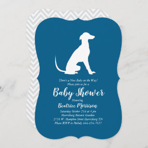 Invitation Greyhound Chien Baby shower Garçon bleu