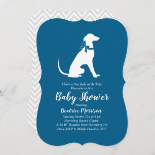 Invitation Greyhound Chien Baby shower Garçon bleu