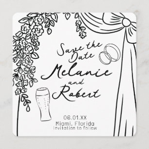 Invitation Gribouillages Caprice Noir Blanc Floral