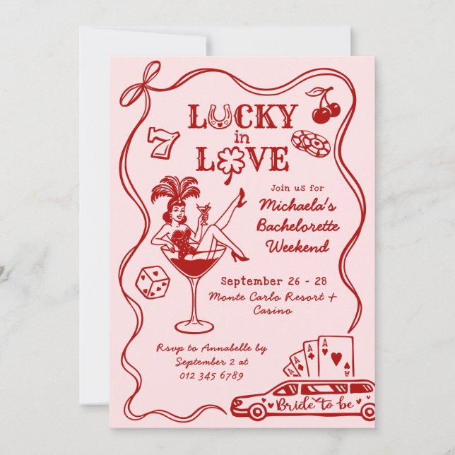 Invitation Gribouillages de week-end de célibataire à Vegas,  (Devant)