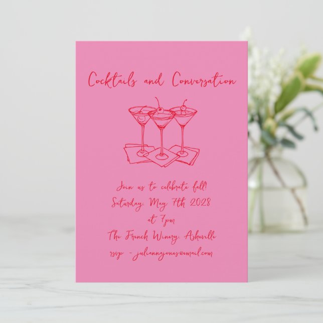 Invitation Gribouillages manuscrits Cocktails Conversation Ro (Debout devant)