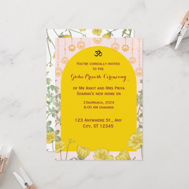 Invitation GrihaPravesh (Devant/Arrière en situation)