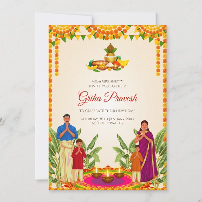 Invitation Grihapravesh et invitations Gruhapraves (Devant)