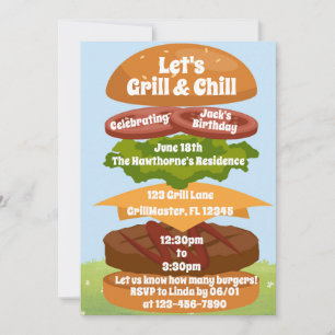 Invitation Grill and Chill BBQ Anniversaire Famille Réunion