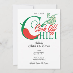 Invitation Grill and Chill Party Chili Cook Off Friendly