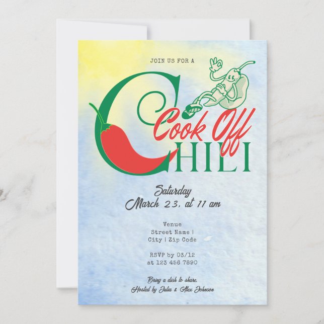 Invitation Grill and Chill Party Chili Cook Off Friendly (Devant)