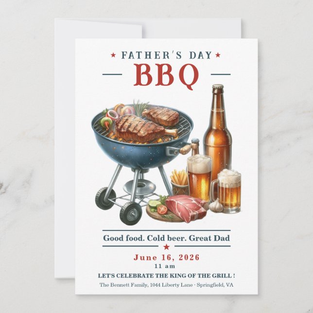 Invitation grill et bière pour la fête des pères (Devant)