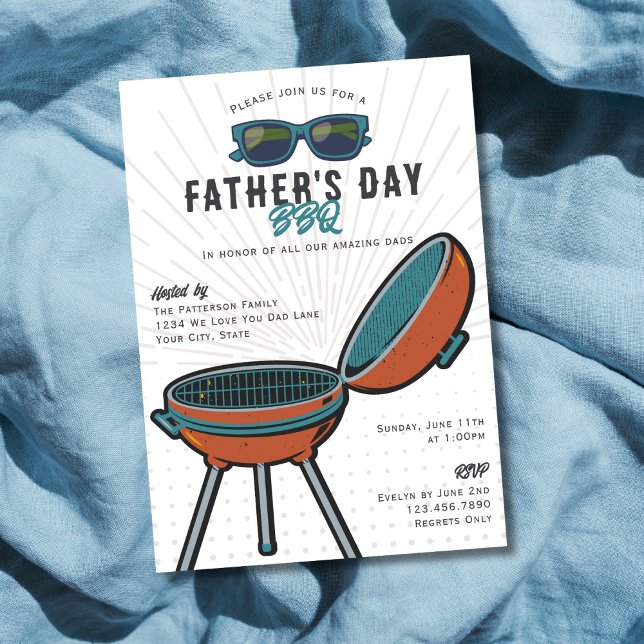 Invitation Grill Rétro Fun Lunettes de soleil Fête des Pères  (Créateur téléchargé)