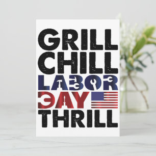 Invitation Grill Usa America Fête du Travail Chill Thrill Par