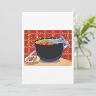 Invitation Grillades au barbecue avec des tongues et des broc