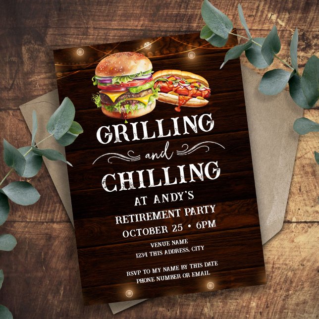Invitation Grillades et détente BBQ de retraite décontracté  (Créateur téléchargé)