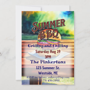 Invitation Grillage et réfrigération du barbecue d'été