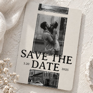 Invitation Grille de photos moderne avec une date d'enregistr