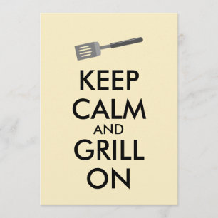 Invitation Griller gardent le calme et le gril sur la spatule