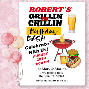 Invitation Grillin’ & Chillin’ BBQ Bière d'anniversaire, Burg