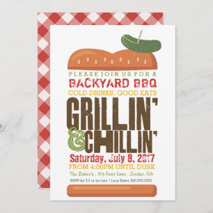 Invitation Grillin Chillin BBQ Invitation, Burger Barbecue