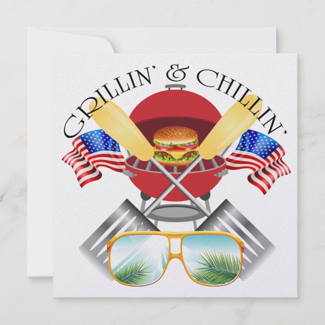Invitation Grillin' et Chillin' Patriotique (Devant)