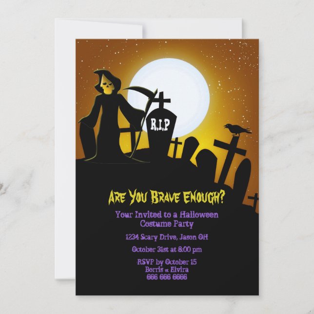 Invitation Grim Reaper Effrayant Halloween Party (Devant)