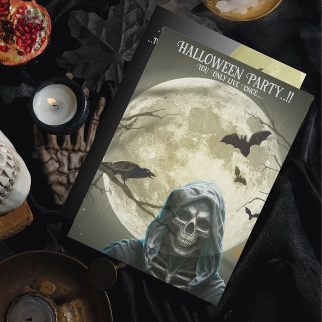 Invitation Grim Reaper Halloween Party (Grim Reaper Halloween Party Invitation)