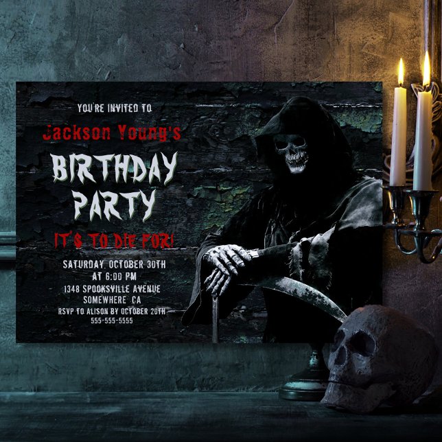 Invitation Grim Reaper N'Importe Quel Âge Anniversaire Fête (Créateur téléchargé)
