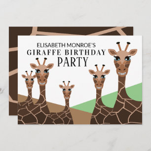 Invitation Grimacerie des girafes, fête d'anniversaire de