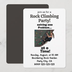 Invitation Grimpeur de bloc résolvant un problème d'escalade