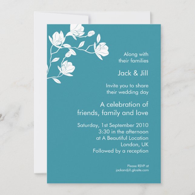 Invitation Grimpez Haut (blanc sur sarcelle) 5x7 (Devant)