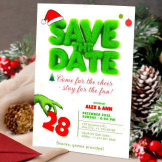 Invitation Grinch Style Save The Date Christmas New Year