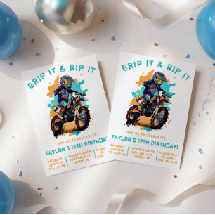 Invitation Grip It & Rip It! Motocross, anniversaire Dirt Bik