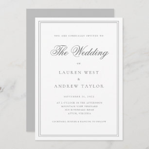 Invitation Gris Argent Moderne Minimaliste Le Mariage de l'In