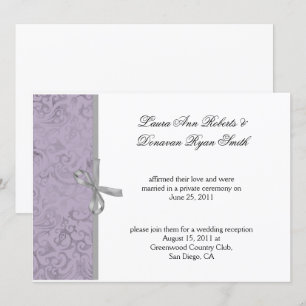 Invitation Gris Blanc Damassé Violet Clair Après-Mariage