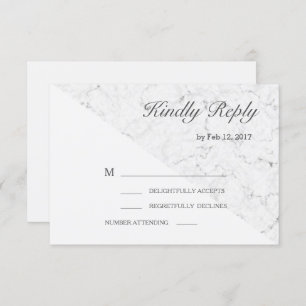 Invitation Gris blanc effet marbre gris moderne mariage rsvp