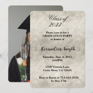 Invitation Gris Blanc Fumée Graduation Votre photo