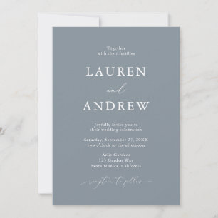 Invitation Gris bleu foncé Simple minimaliste 1 Mariage