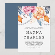 Gris Bleu Poussiéreux Orange Aquarelle Florale Mar