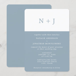 Invitation gris bleu Simple Élégant Classic Minimal Mariage
