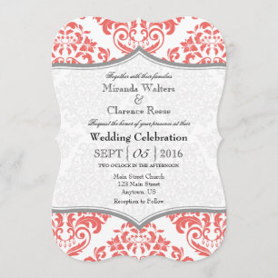 Invitation gris de corail de mariage de parenthèse