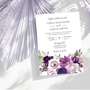 Invitation Gris d'hiver : Mariage floral de lavande violette