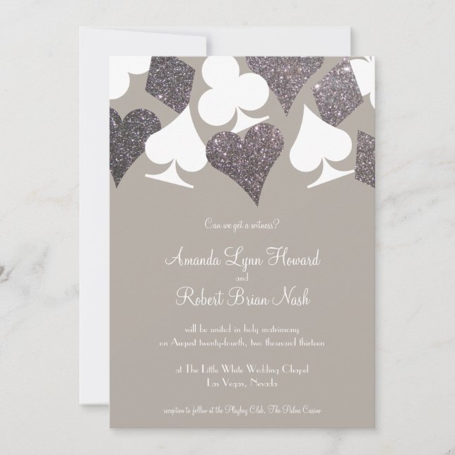 Invitation Gris et argent Mariage Las Vegas (Devant)