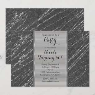Invitation gris et argenté à rayures marbrées Mode